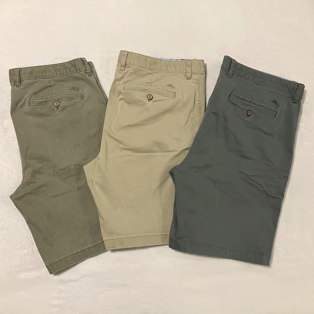 Tommy Bahama Boracay Chino Shorts Men's Size 38 Lot of 3 Flat Front Green Tan